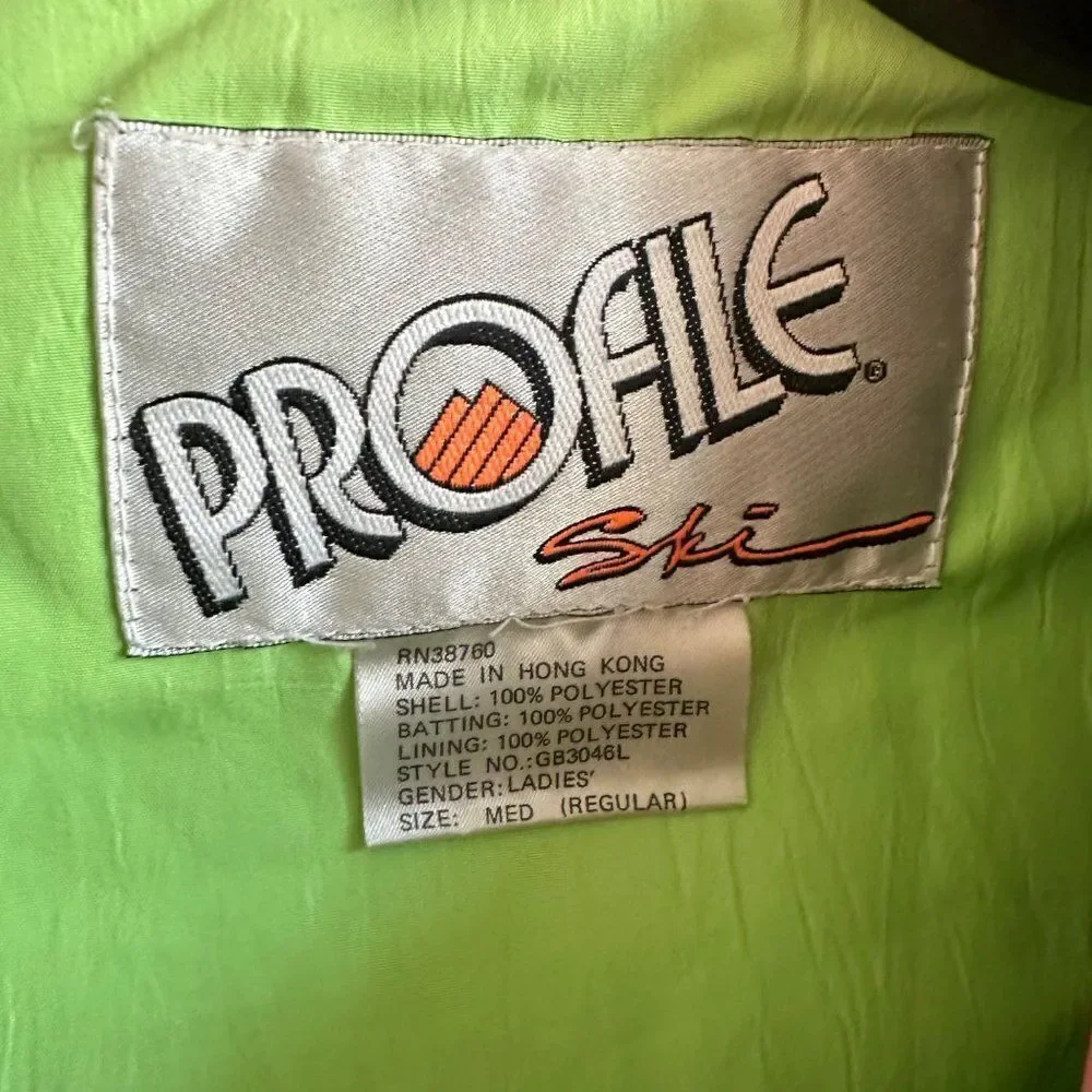 Profile Ski Vintage Green 80s Down Puffer Snow Winter Coat Jacket Medium - Picture 4 of 10